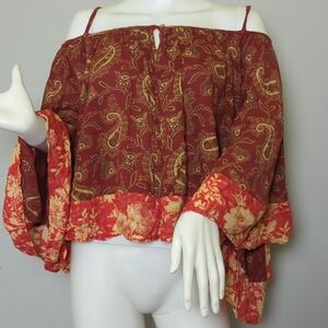 Bohemian Off-Shoulder Paisley Top